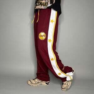Vintage Y2K Fubu Platinum Breakaway Sweatpants Mens L Maroon Red Globe Trotters
